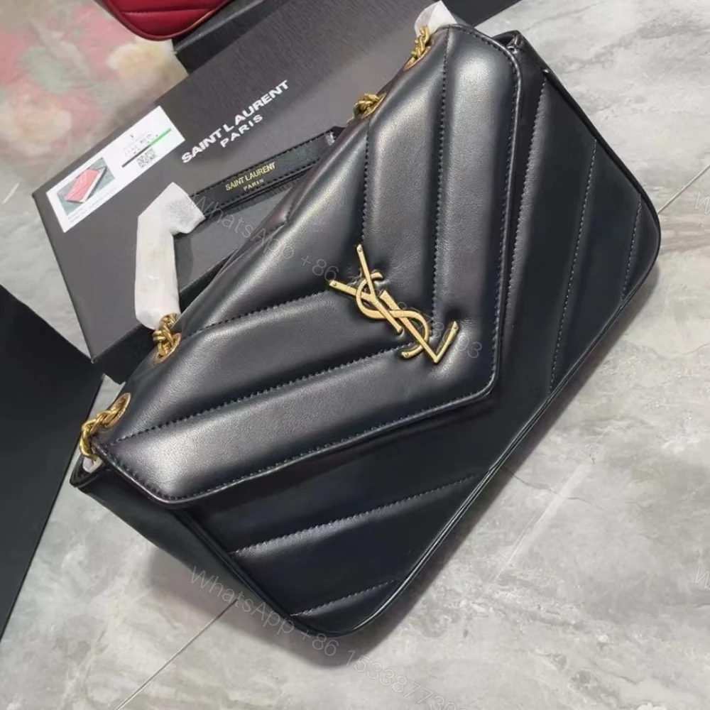 View 2 of Saint Laurent Loulou Medium Chain Bag Black 29Cm 801439AAEAX1000