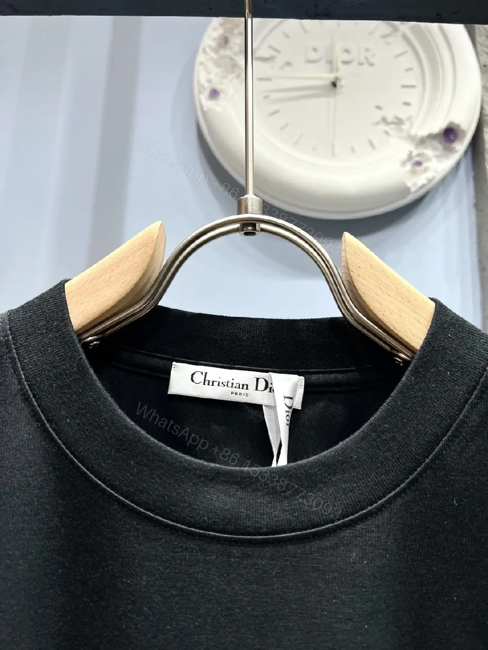 View 8 of Black Cotton Tee — Subtle Luxury Graphic Top