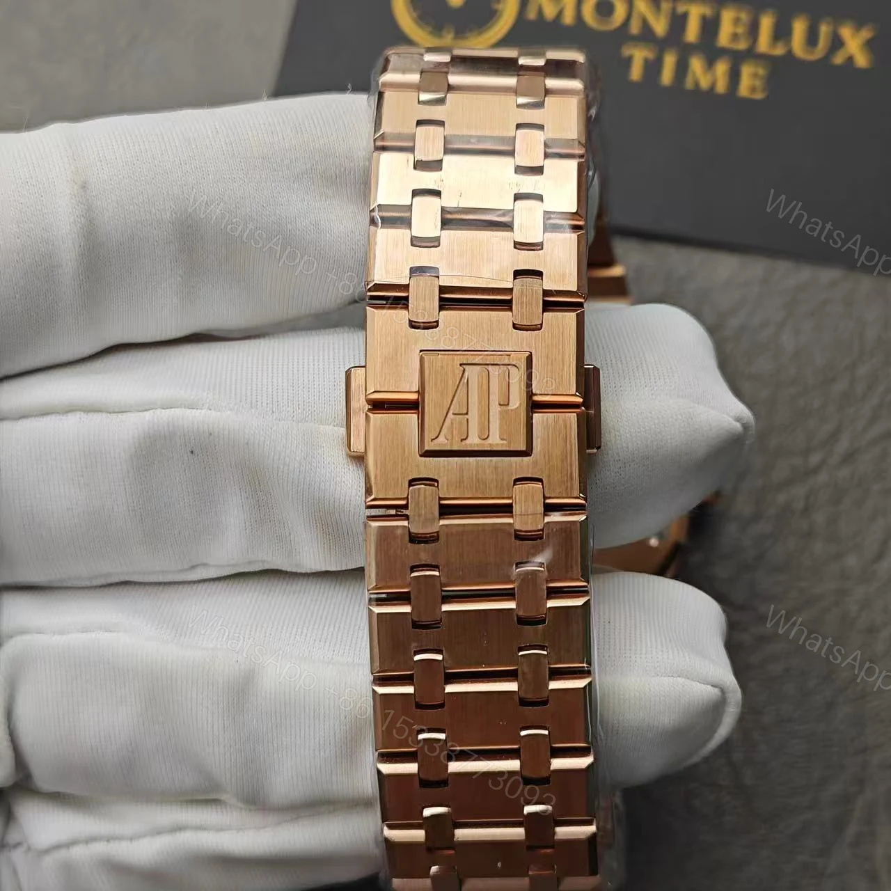 View 8 of Audemars Piguet Royal Oak Skeleton Rose Gold Ref15407 Super Clone Replica
