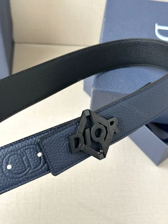View 8 of Blue Leather Dior Hex Hardware Bracelet - Modern Minimalist Luxury