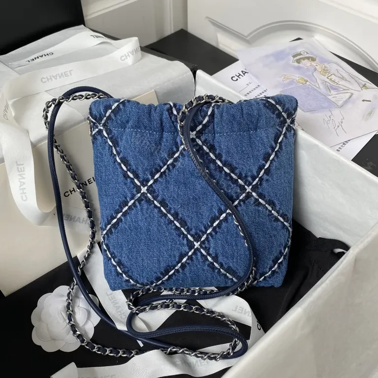 View 7 of Denim Quilted Chain Bag â€” Everyday Luxury, CHANEL-Inspired