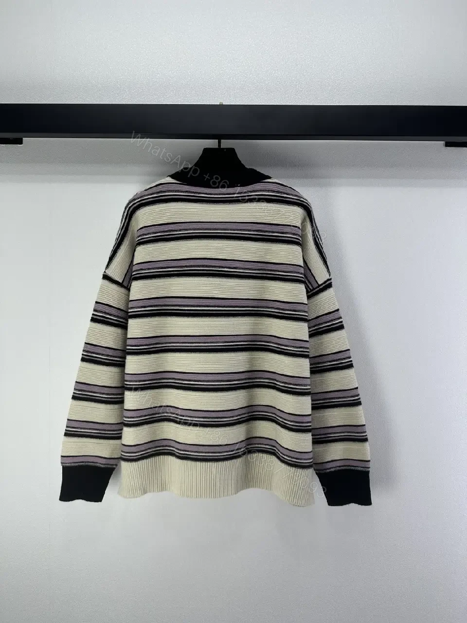View 7 of Stripe Knit Crewneck Sweatshirt: Soft Textured Comfort