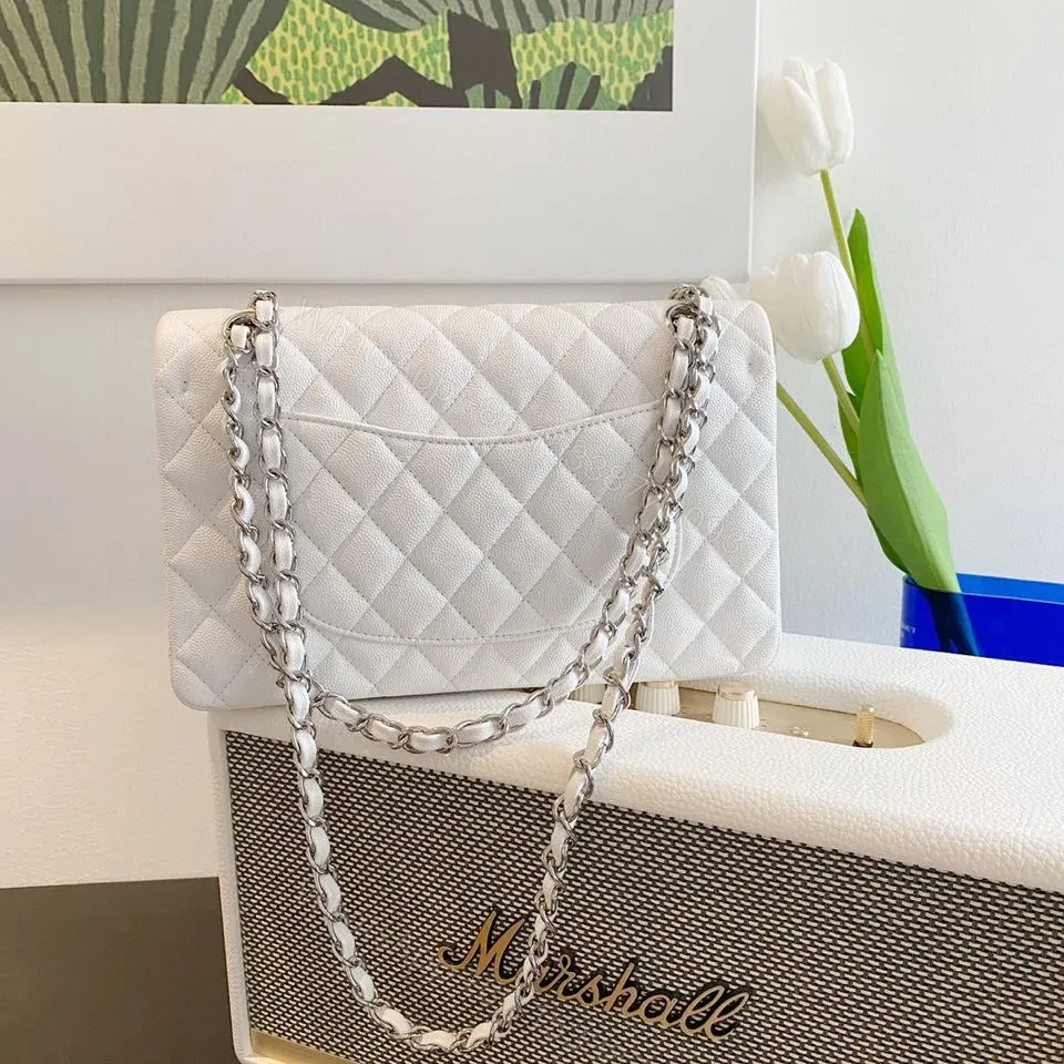 View 3 of Chanel Classic Flap Medium White with Gold Hardware