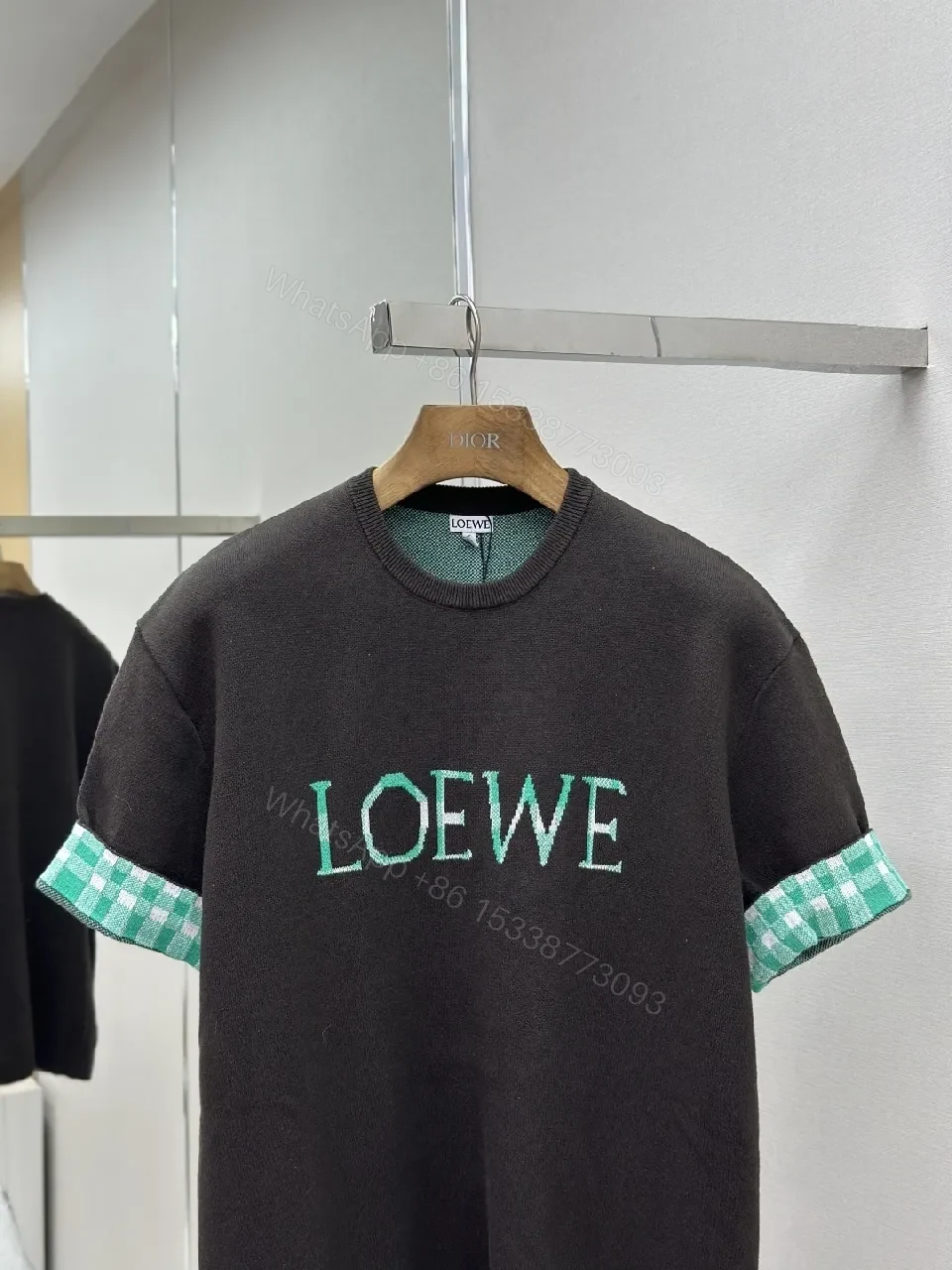 View 3 of Casual Luxe Knit Tee Dress with LOEWE Logo Embroidery