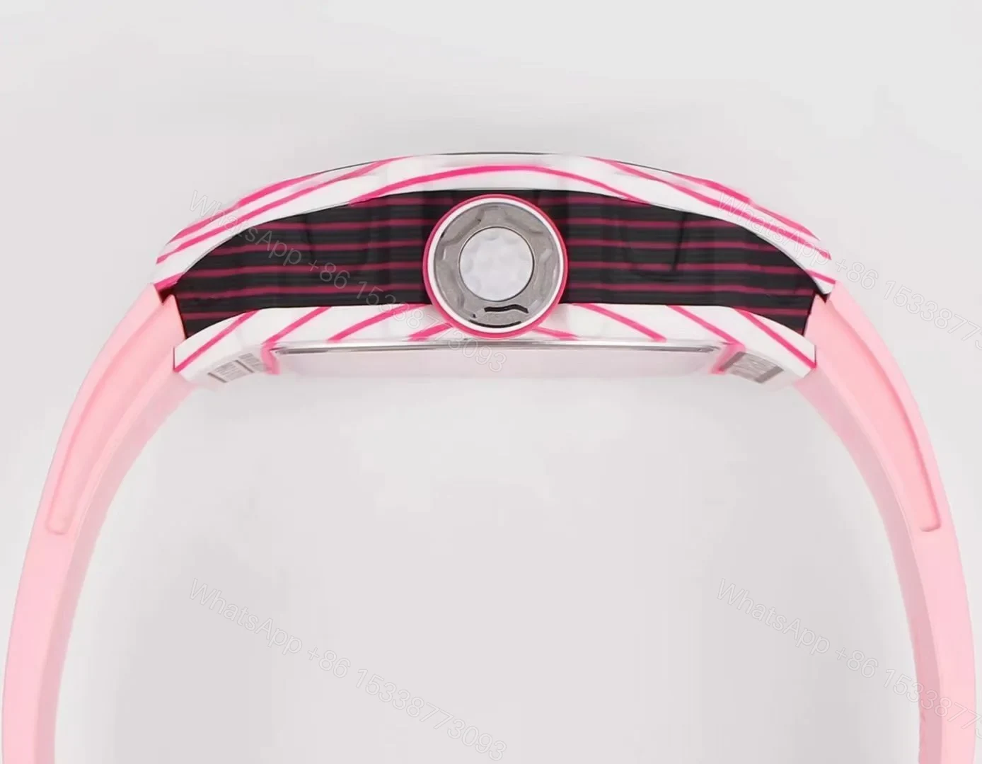 View 8 of Richard Mille RM38-02 Tourbillon Bubba Watson Watch Pink Quartz Carbon Fiber Case Skeleton Dial Manual Winding Tourbillon 10000G Shock Resistant Golf Edition RM38-02-BW-PINK-QCF-GT