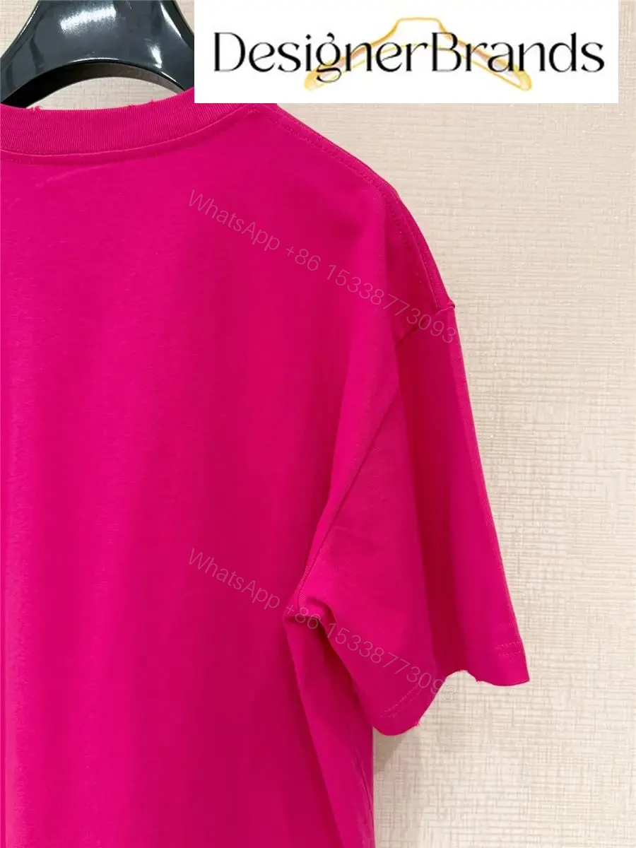 View 8 of Bold Fuchsia Logo Tee: Oversized Cotton-Creast Crest Top