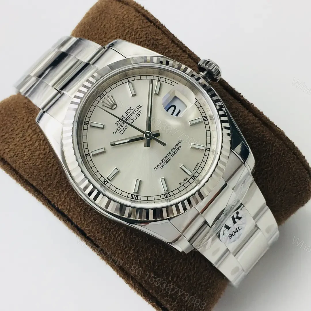 View 2 of Rolex Datejust 36 Stainless Steel Fluted Oyster Silver Dial 116234-0093