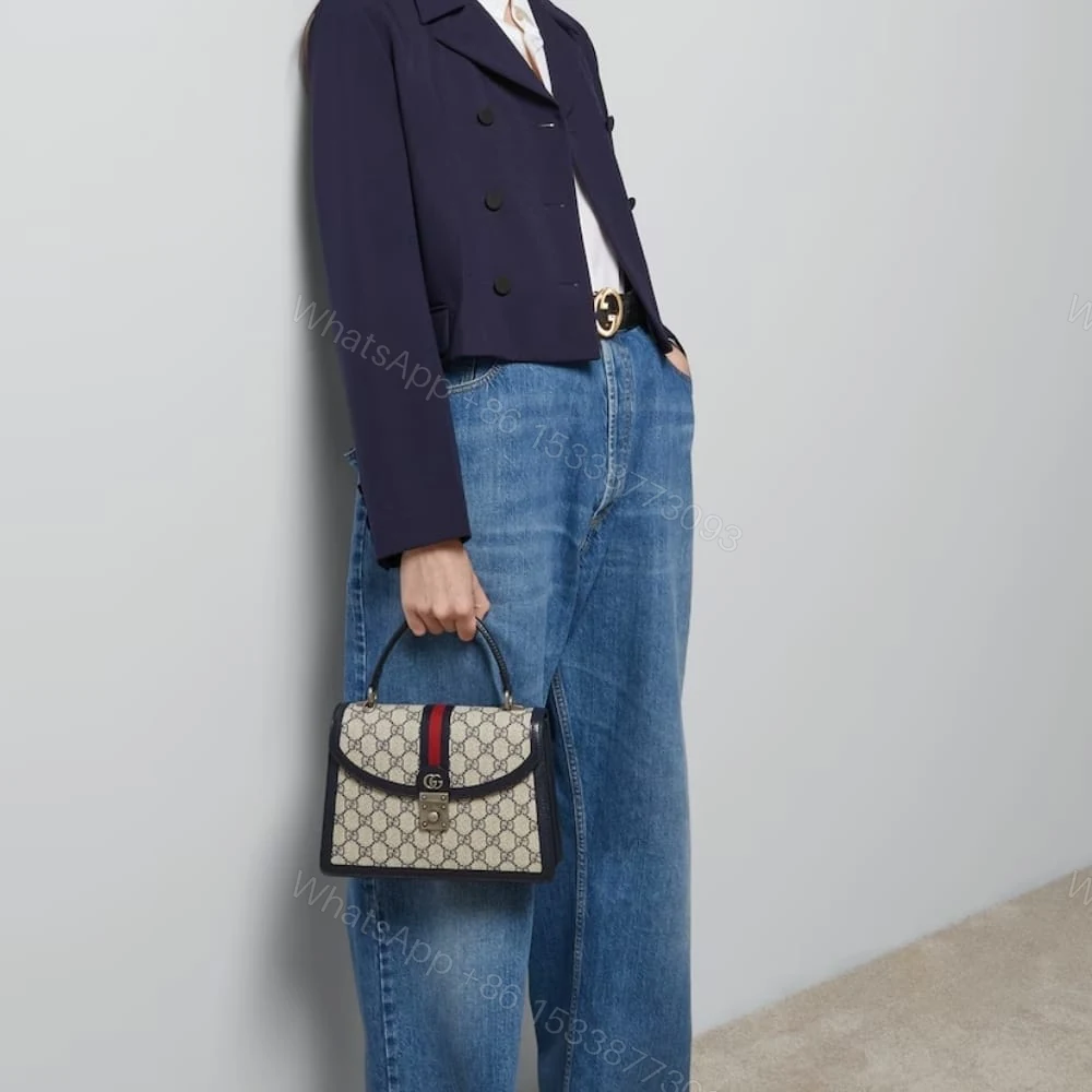 View 4 of Gucci Ophidia Small Top Handle Bag Beige And Black 25Cm
