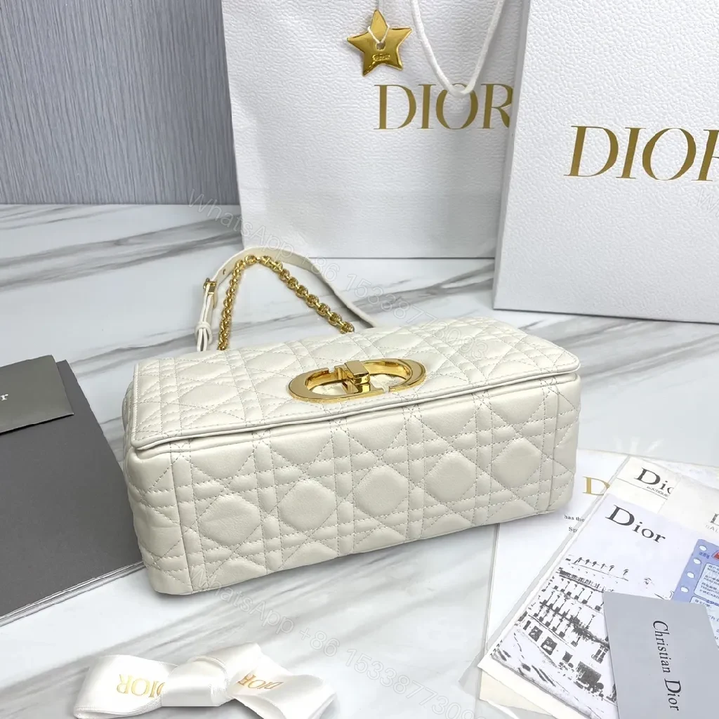 View 2 of Quilted White Leather Mini Bag: Gold-Accented Luxury