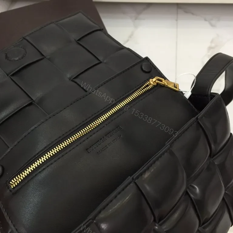 View 6 of Woven Leather Bottega-Inspired Compact Shoulder Bag