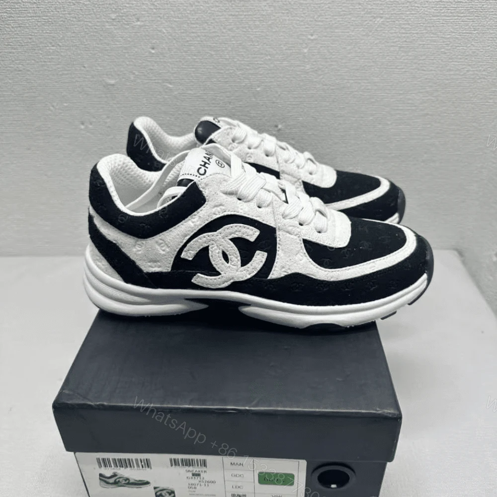 View 2 of Chanel Printed Suede Calfskin Sneakers White And Black G39230 X56653 94305