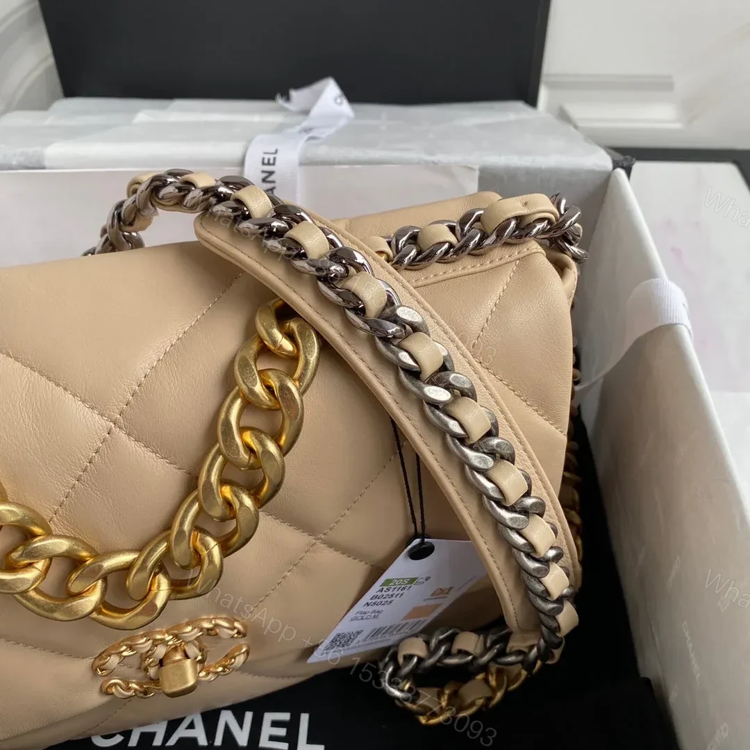 View 3 of CHANEL LARGE 30 FLAP BAG IN BEIGE CREAM LAMBSKIN