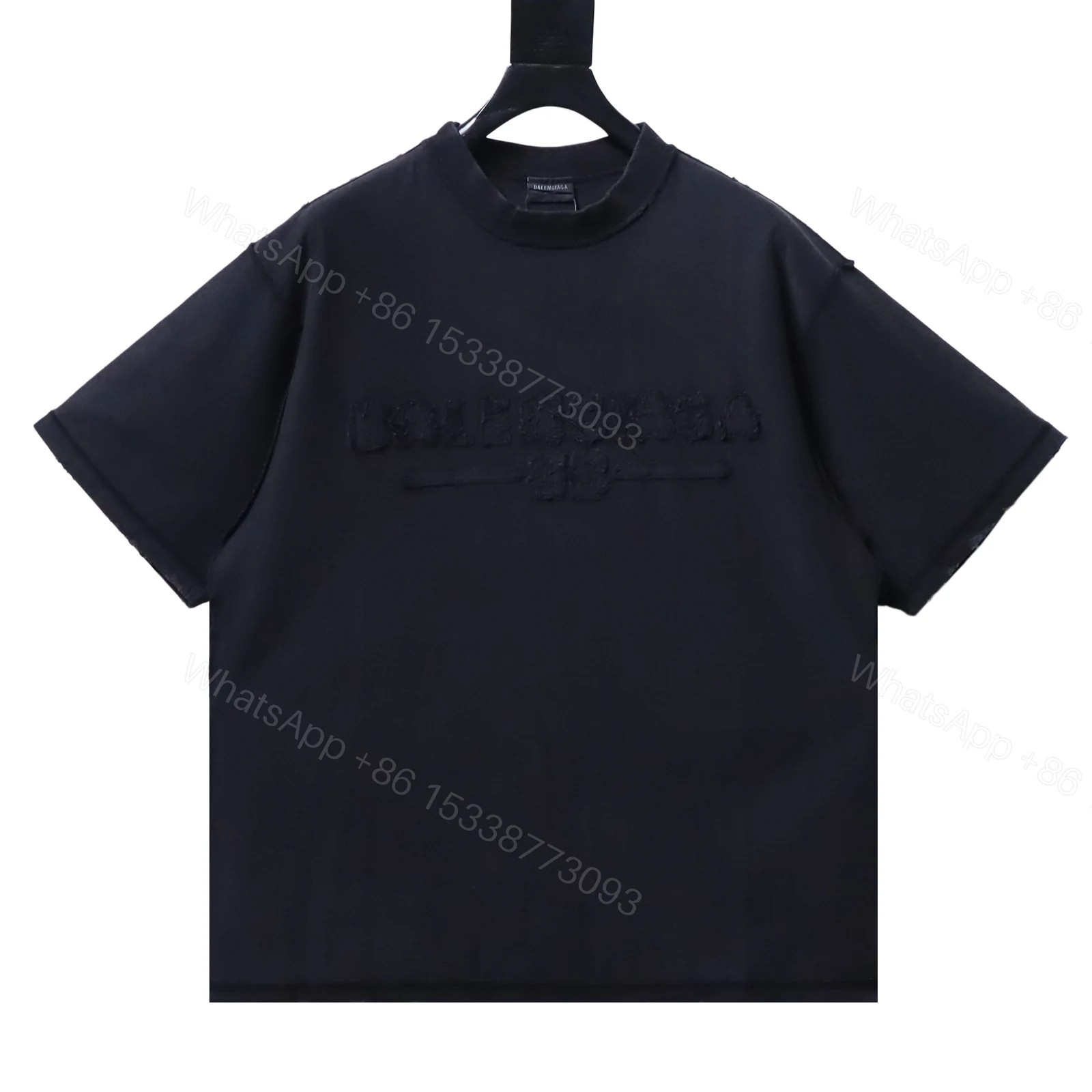 View 12 of Balenciaga Clothes 25SS Patch Embroidered Slogan Washed Short-Sleeve T-Shirt