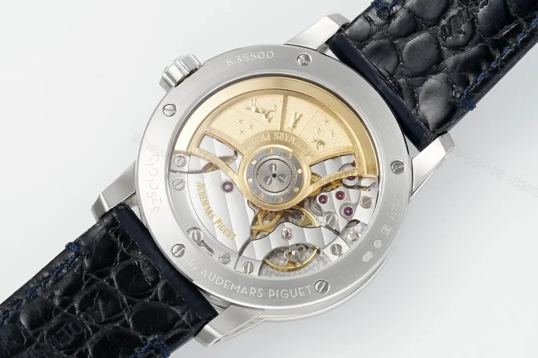 View 7 of APS Factory Audemars Piguet CODE 11.59 Blue Dial Three-Hand Automatic Watch with Leather Strap