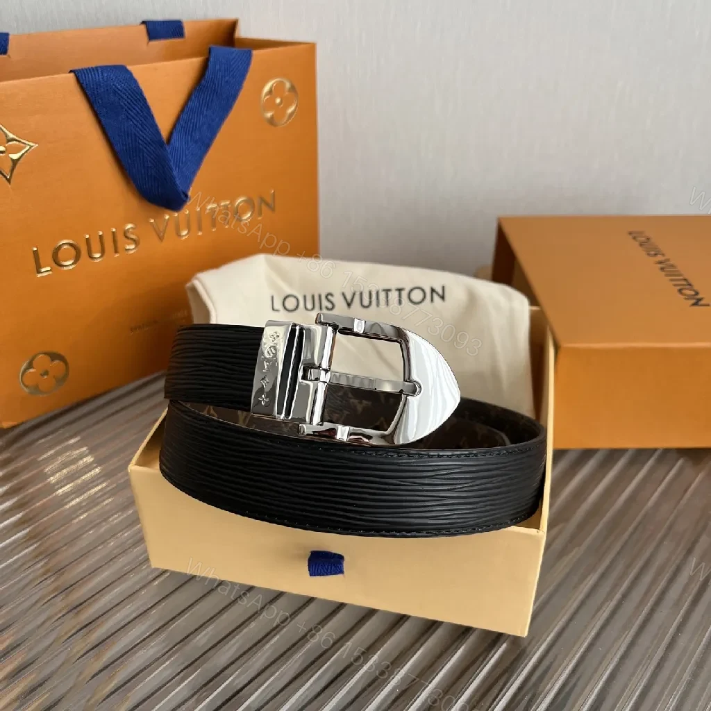 View 4 of Monogram Belt with Textured Strap and Gunmetal Buckle
