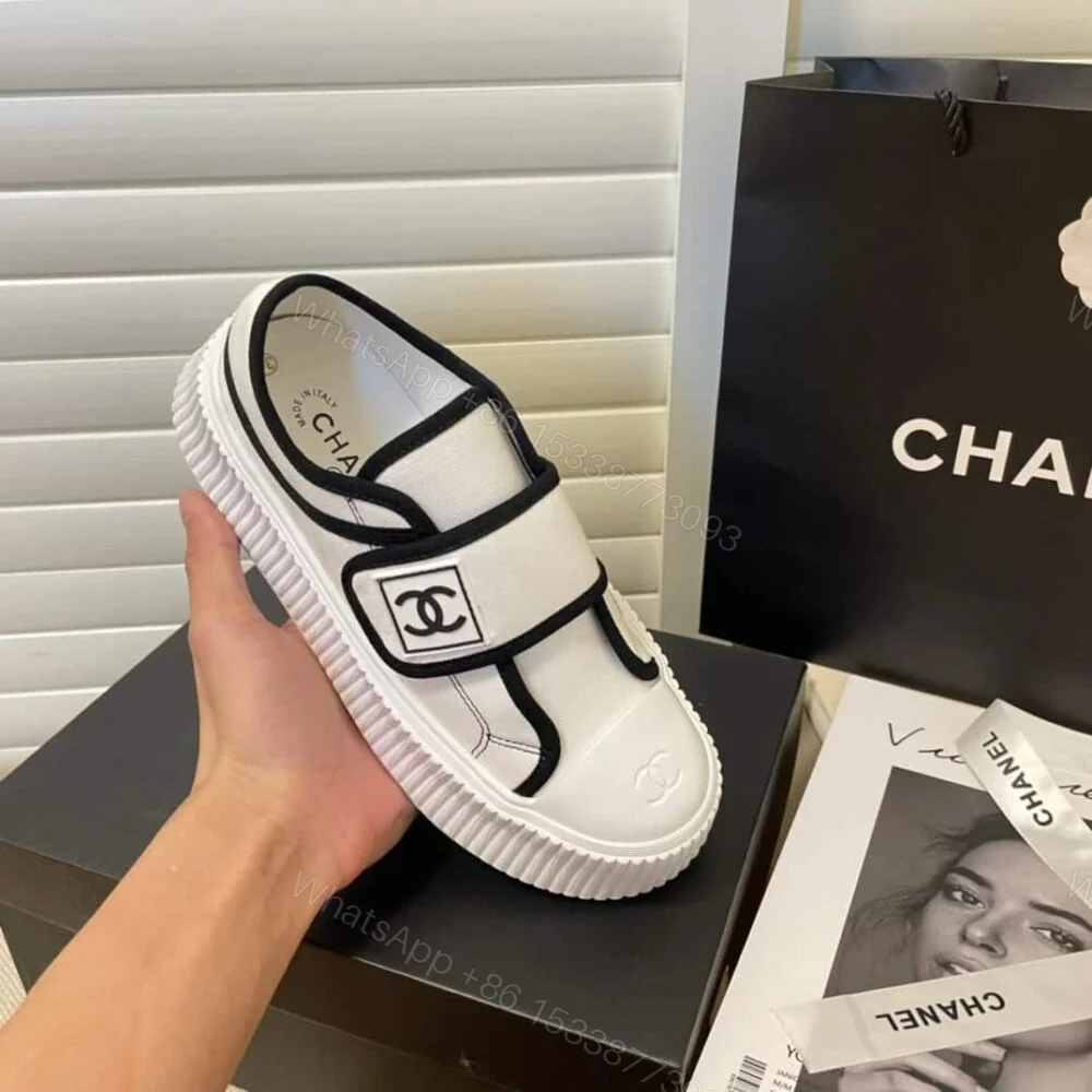 View 2 of Chanel White CC Cap Toe Slipon Sneaker White
