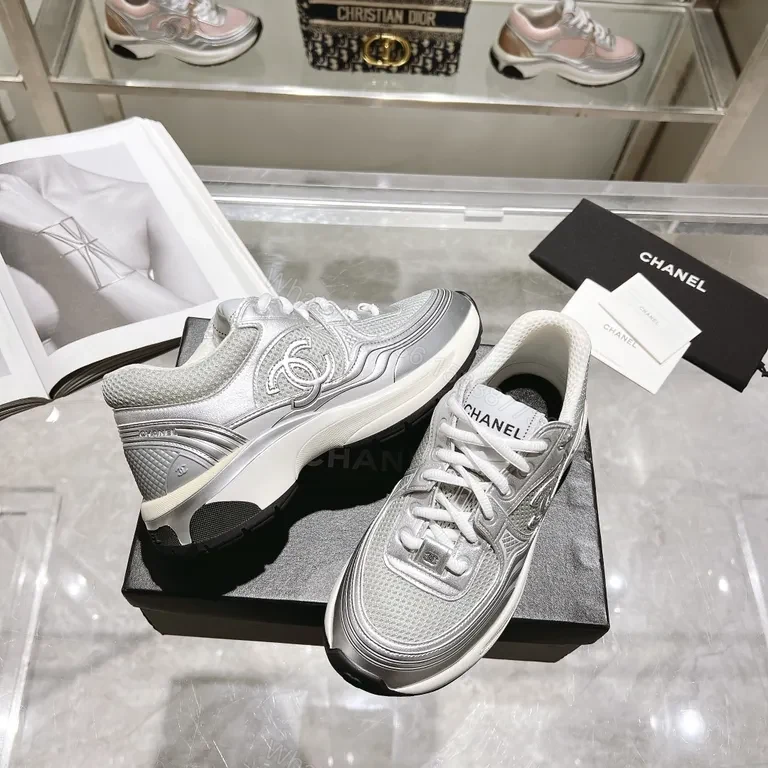 View 7 of Chic Silver-Accent Chanel-Inspired Luxury Sneakers