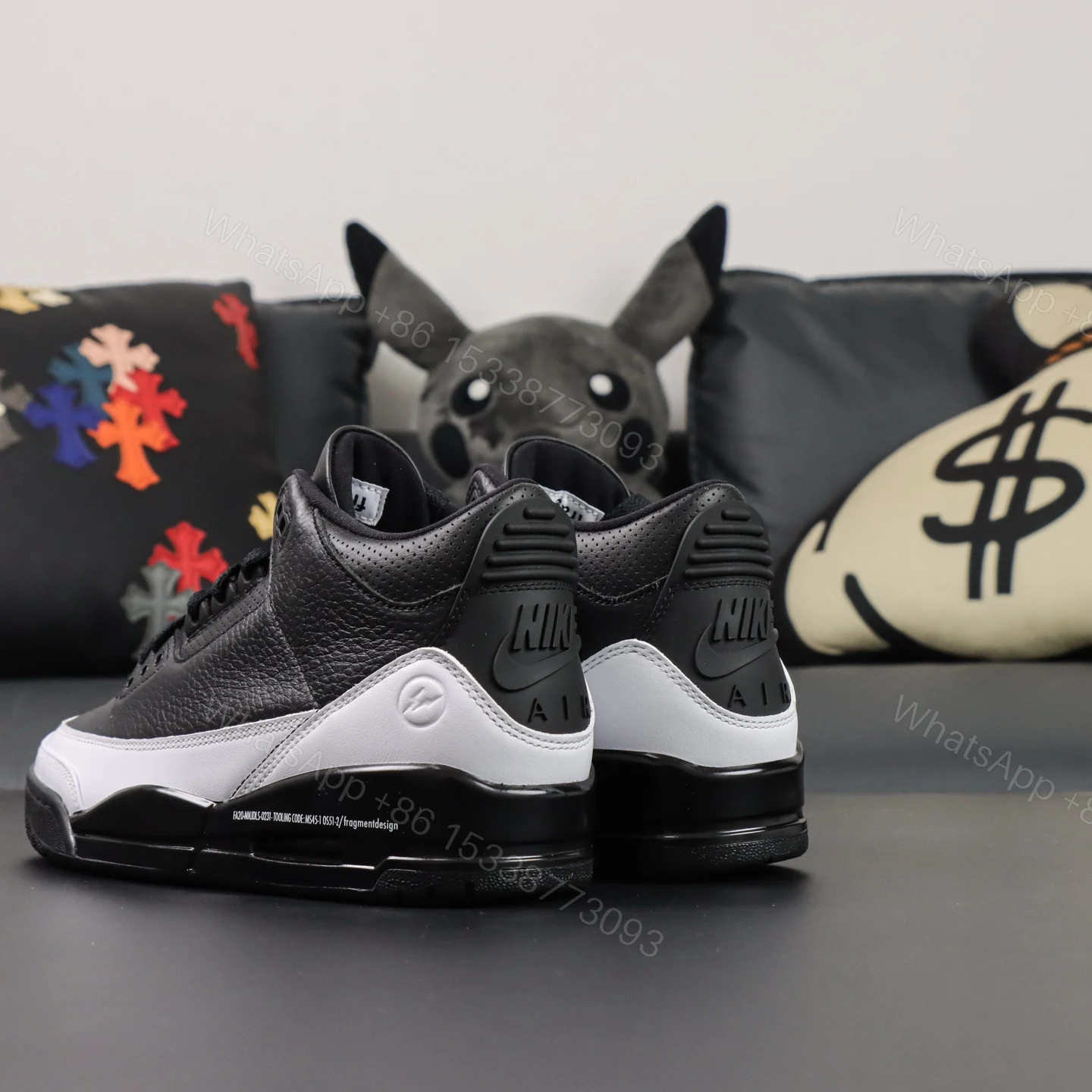 View 6 of Fragment Design x Jordan Air Jordan 3 “Black/White” Reps