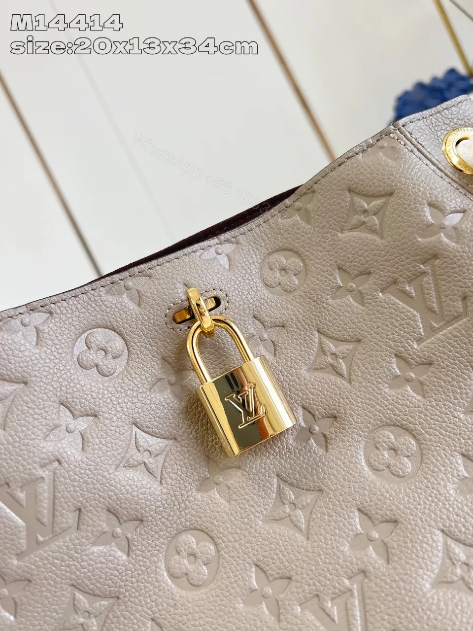 View 5 of Taupe Quilted Chain Bag - Luxurious Monogram-Style Satchel