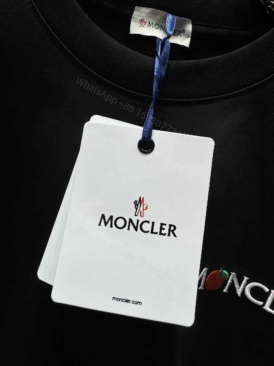 View 5 of Black Cotton Tee Minimal Moncler-Logo Luxury Essential