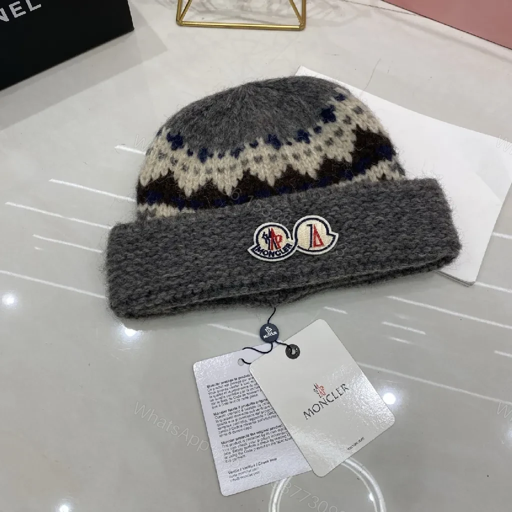 View 2 of Bold Knitted Beanie: Luxe Color-Block Winter Staples