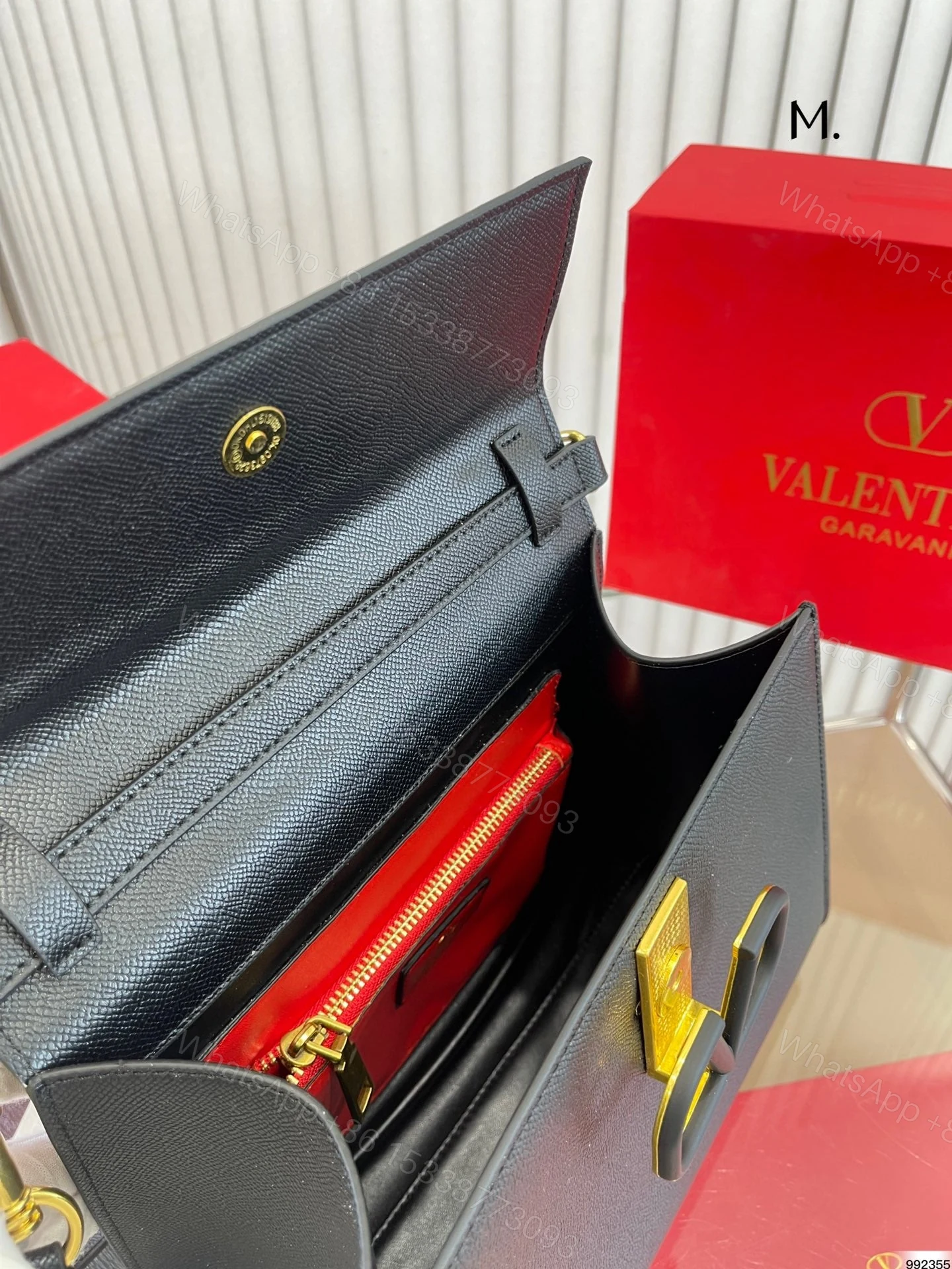 View 3 of VALENTINO GARAVANI SMALL VSLING GRAINY CALFSKIN HANDBAG BLACK 25CM 3W2B0F53KGW R82