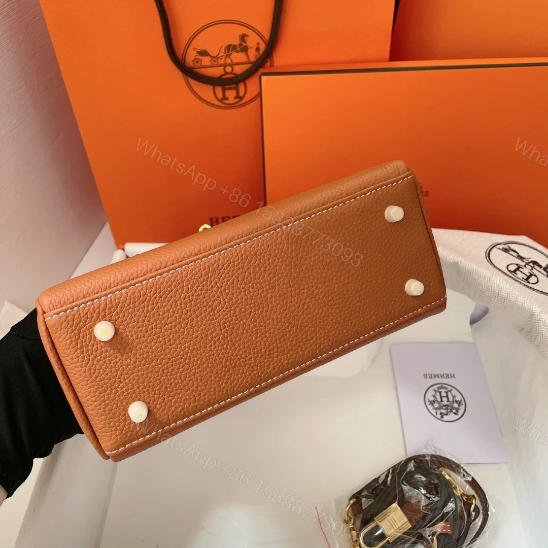 View 2 of HERMES KELLY SELLIER ROUGE EPSOM GOLD HARDWARE BROWN 28CM