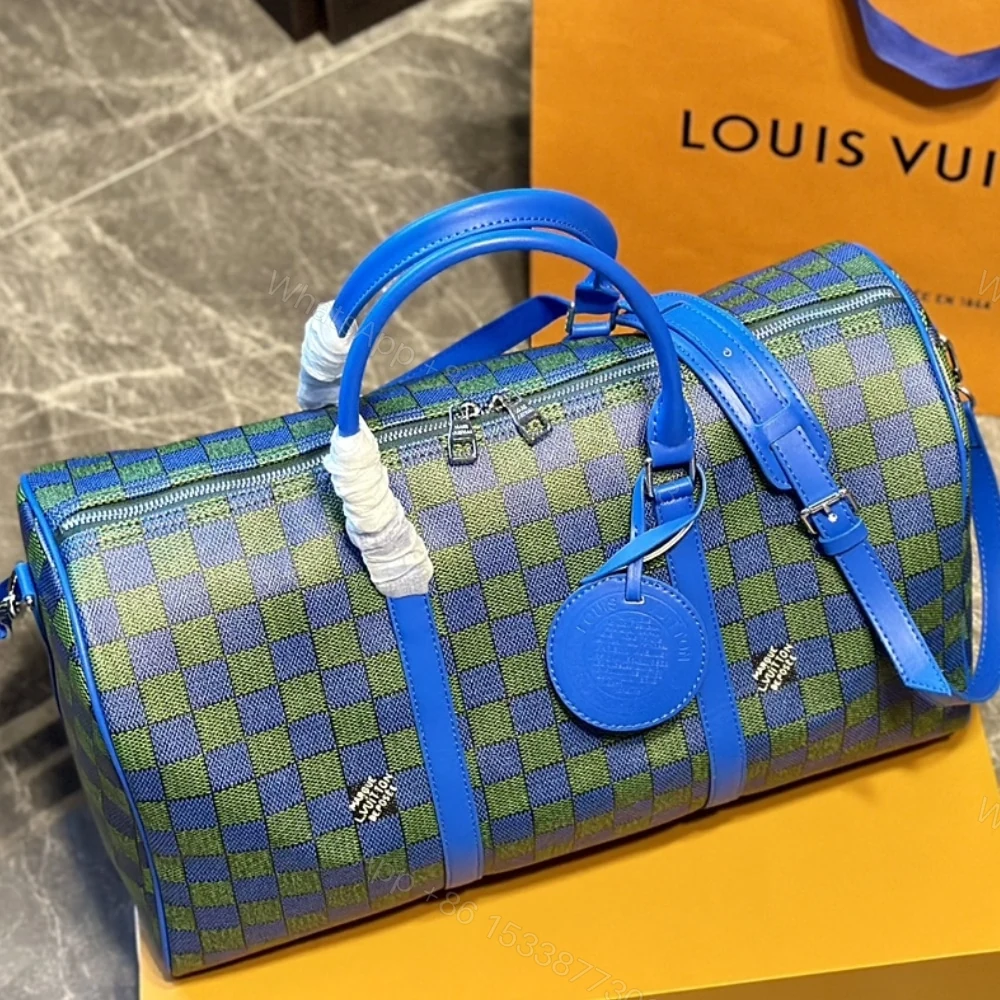 View 2 of Louis Vuitton Keepall Bandoulière Blue Green 45Cm
