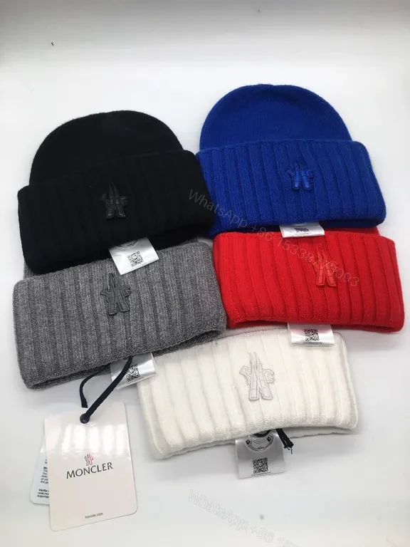 View 2 of Bold Red Knit Beanie â€” Moncler Style, Premium Warmth, Logo Embroidered