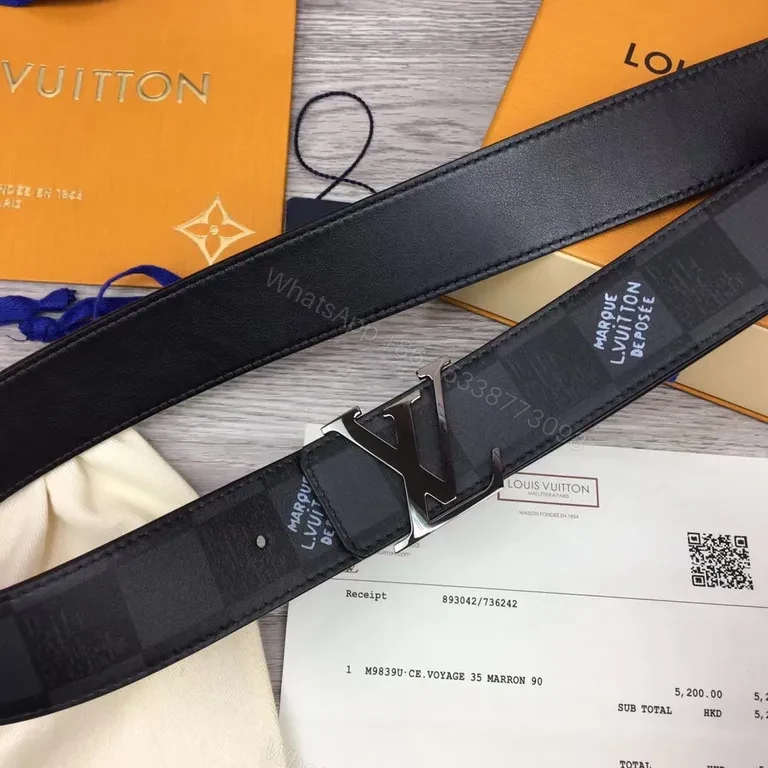 View 2 of Chic LV-Influenced Calfskin Belt: Premium, All-Season Style