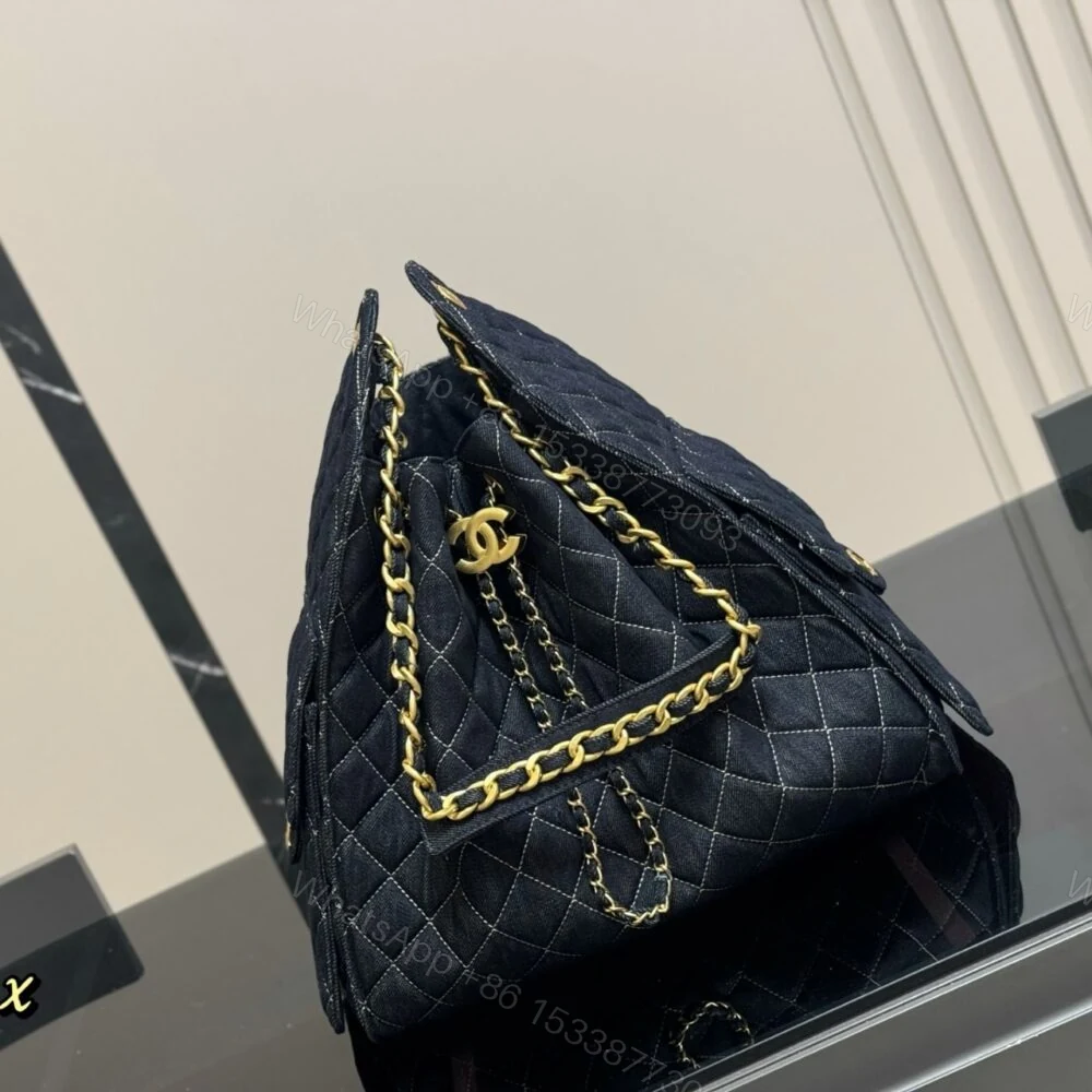 View 2 of Chanel 25 Medium Bag Shoulder Handbag Denim Dark Blue 34Cm