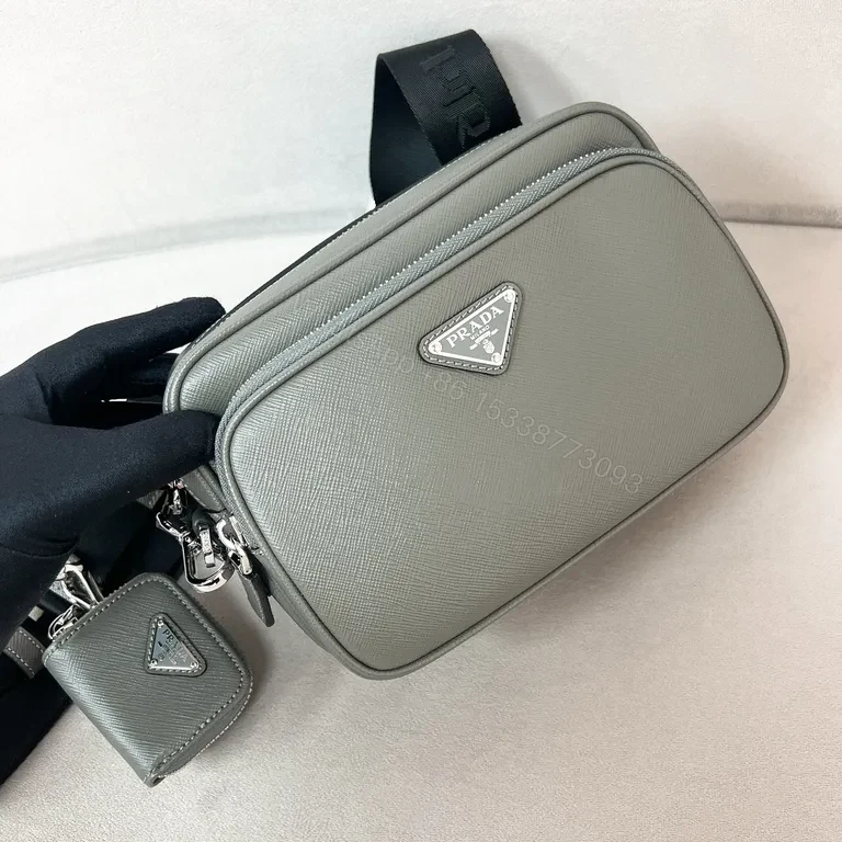 View 5 of Prada Saffiano Compact Luxury Crossbody: Subtle Texture