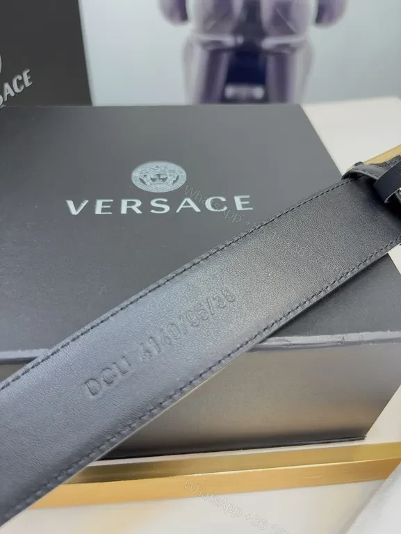 View 3 of Structured Medusa Buckle Belt â€“ Versace-Inspired Luxury Leather Belt