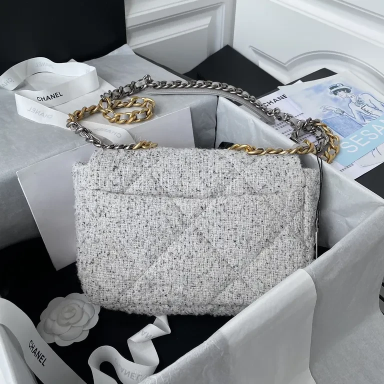 View 4 of Chanel-Inspired Tweed Flap Bag with Bold Chain â€” Luxury Everyday