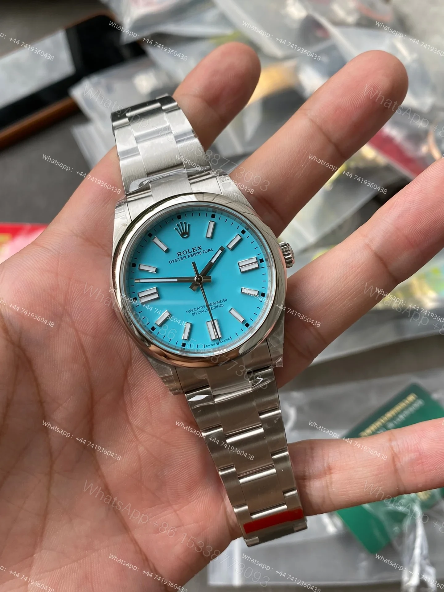 View 2 of Rolex Super Clone Oyster Perpetual M124300-0006 41mm Tiffany Blue Dial 3230 Movement