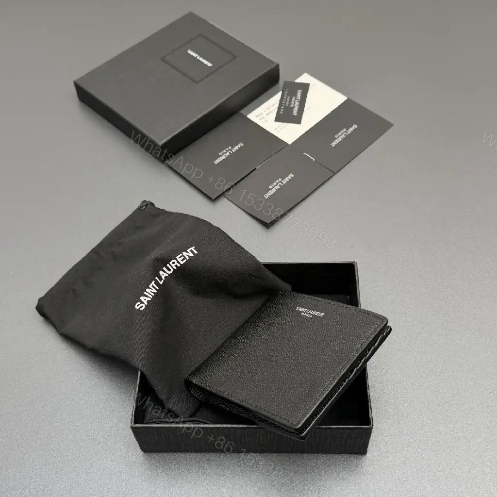 View 4 of Compact Black Pebble Leather Wallet: Minimal Luxury Style