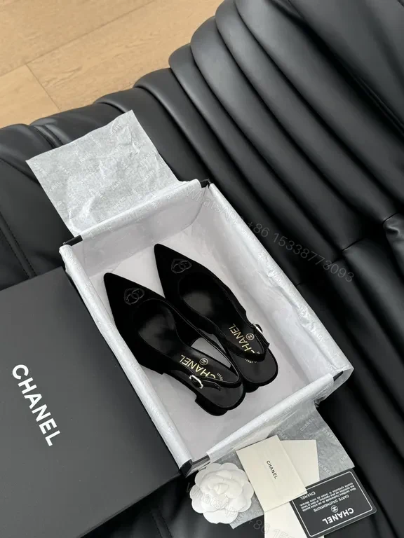 View 6 of Chanel-Style Black Suede Slingbacks: Luxe Everyday Heels