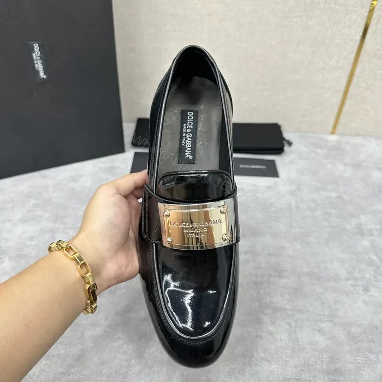 View 7 of Polished Leather Loafers with Metallic Accent â€” Bold Comfort Shoes