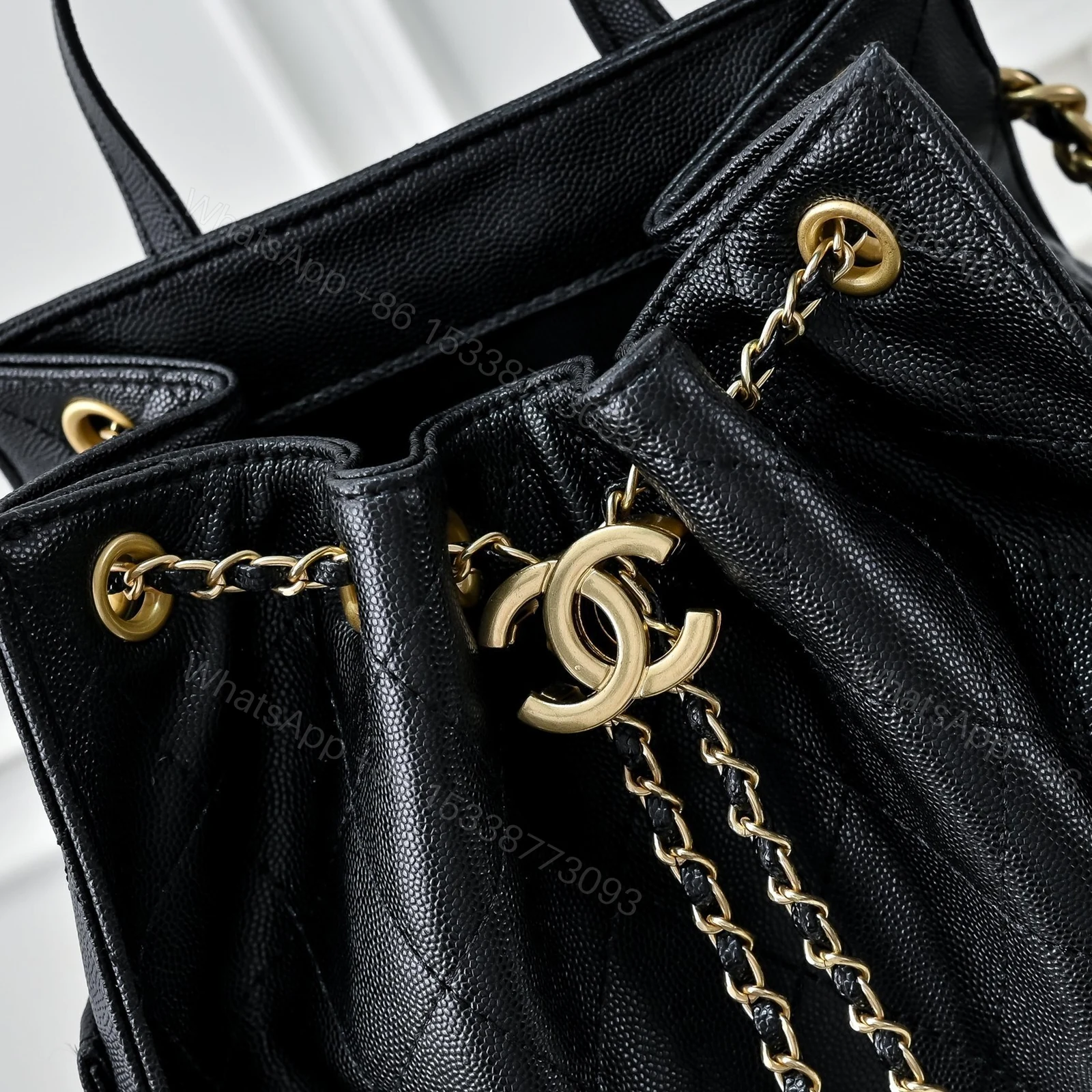 View 6 of Chanel 25 Medium Size Backpack Grain Effect And Gold Metal Black 23Cm As5600 B20304 94305