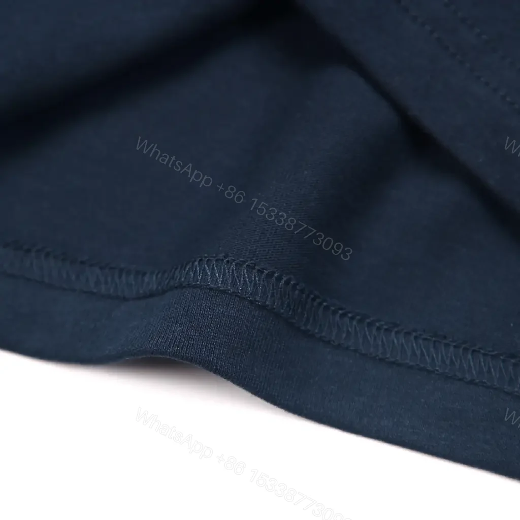 View 3 of Navy Cotton Relaxed Tee with Subtle Graphic Detail