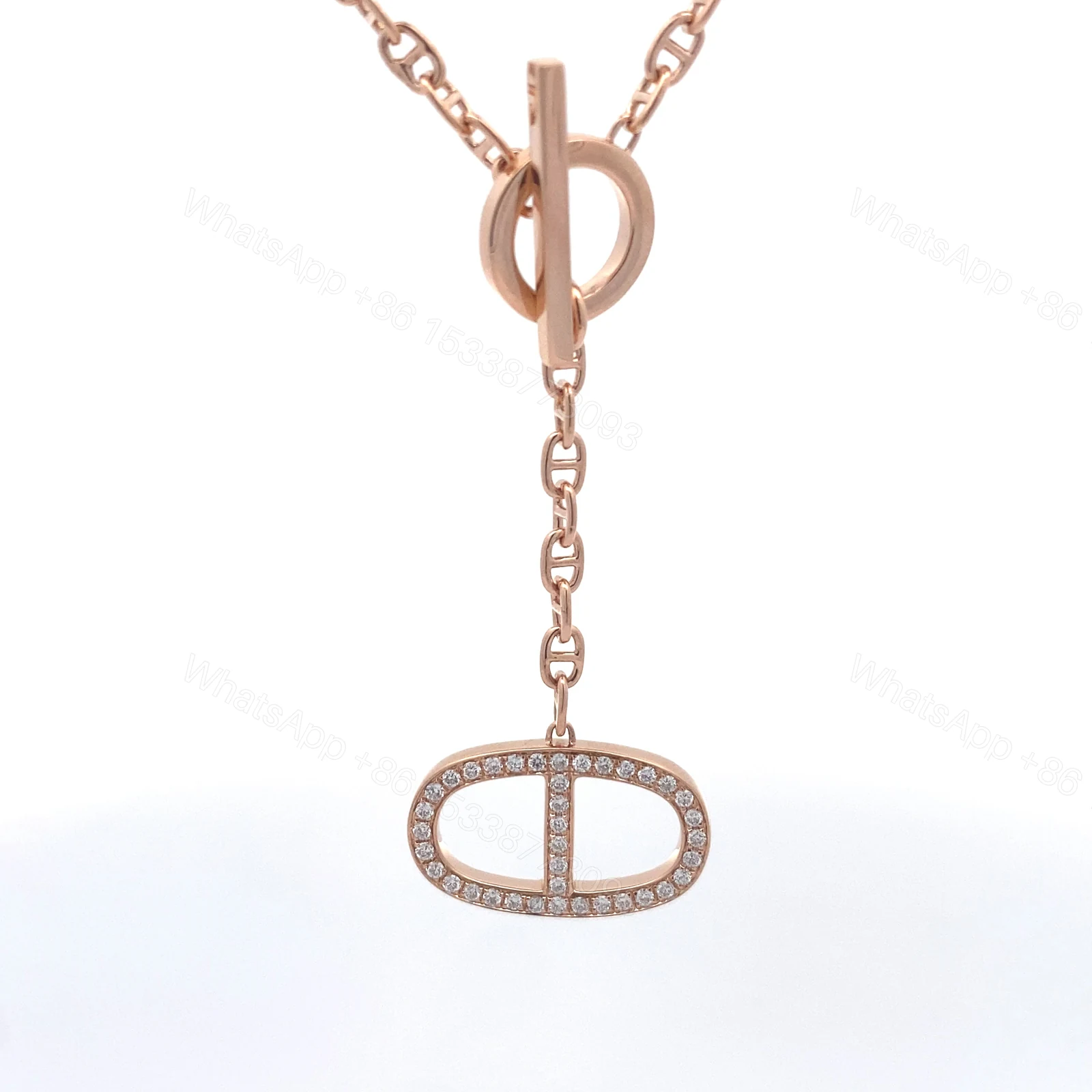 View 5 of Hermès Chaine D’ancre Contour Diamond Pendant, Large Model