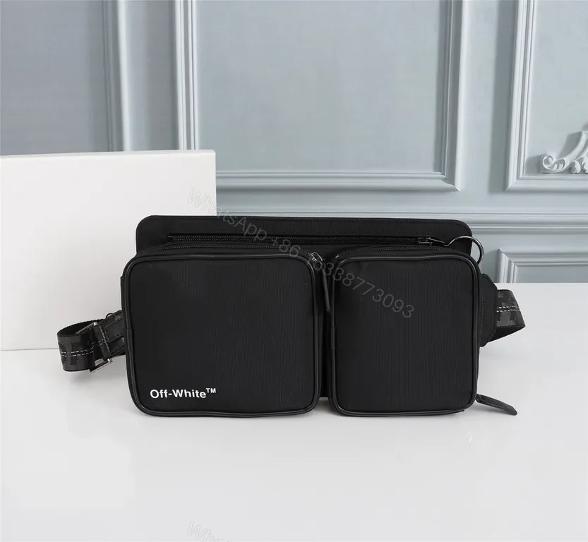 Black Nylon Belt Bag: Two-Pocket, Hands-Free Utility — view 1