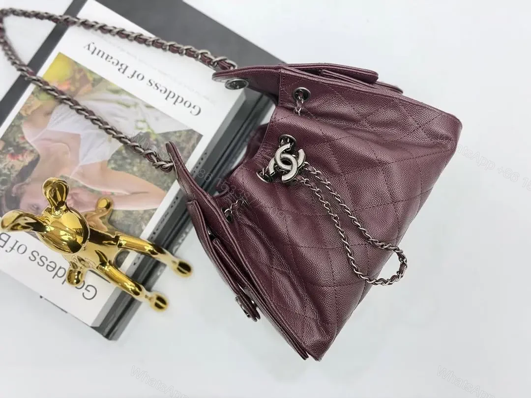 View 4 of Chanel 25 Mini Burgundy Sliver Hardware