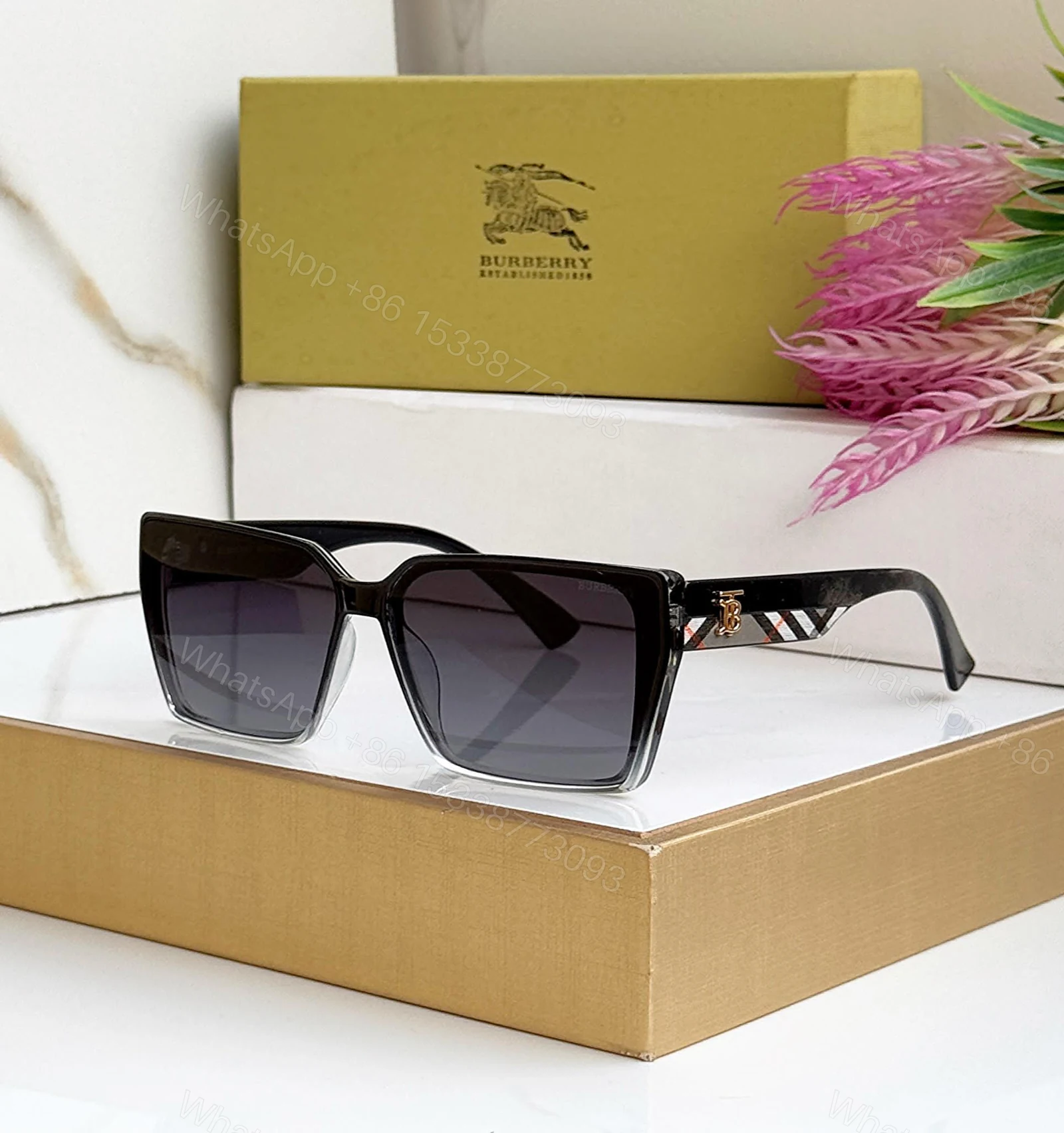 View 5 of Burberry Square Shades Transparent Gradient Lens