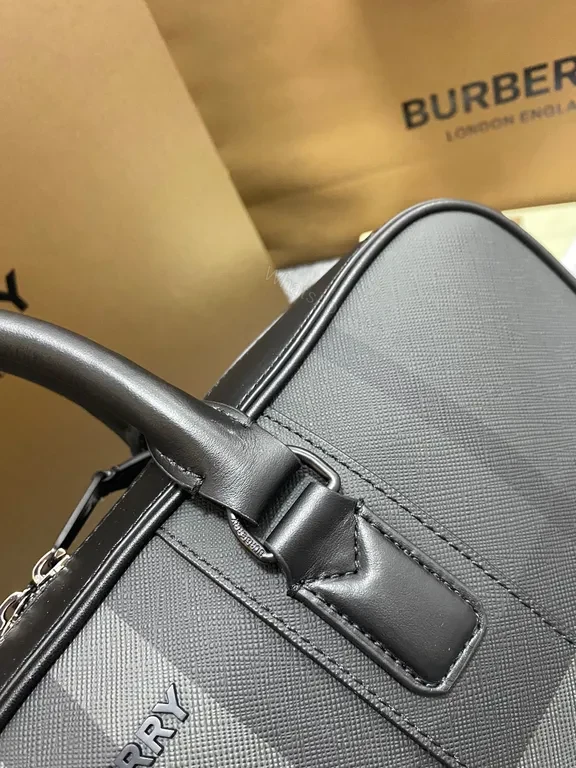 View 9 of Burberry Check Satchel: Structured Leather-Trim Elegance, Everyday Boxed-Appearance