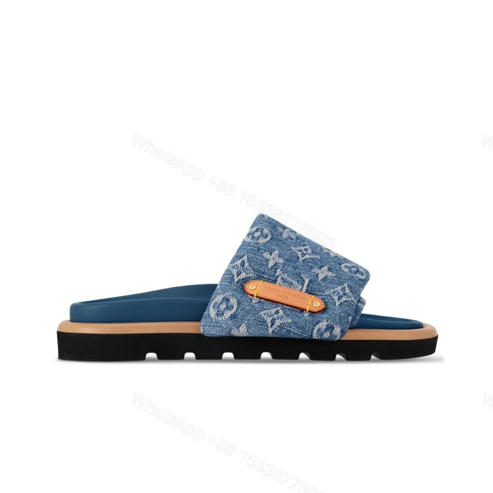 Louis Vuitton Pool Pillow Flat Comfort Mules Blue 1ACJVH — view 1