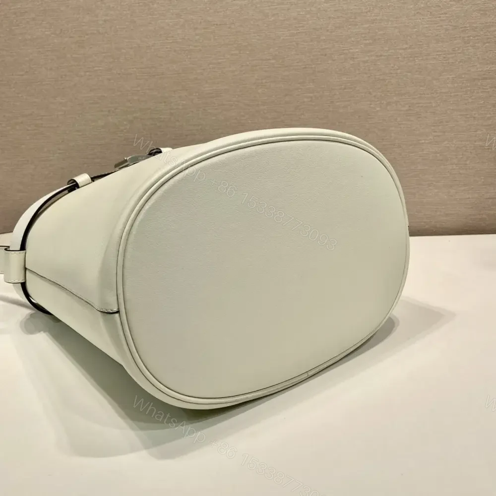 View 8 of 高仿Prada*Buckle系列1BE085小牛皮水桶包白色免檢版