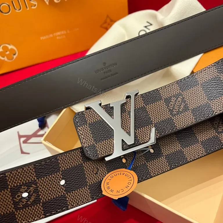 View 4 of Checkerboard LV Buckle Belt â€” Modern, All-Day Confidence
