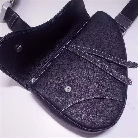 View 7 of SADDLE BAG NAVY GRAINED CALFSKIN