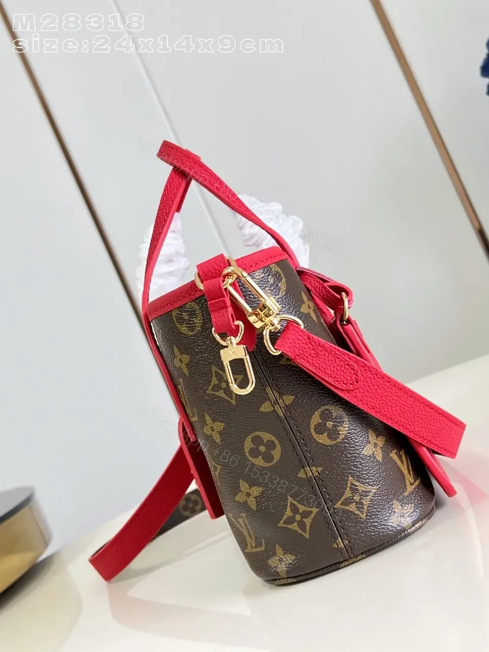 View 2 of Lux Monogram Crossbody with Pink Accent